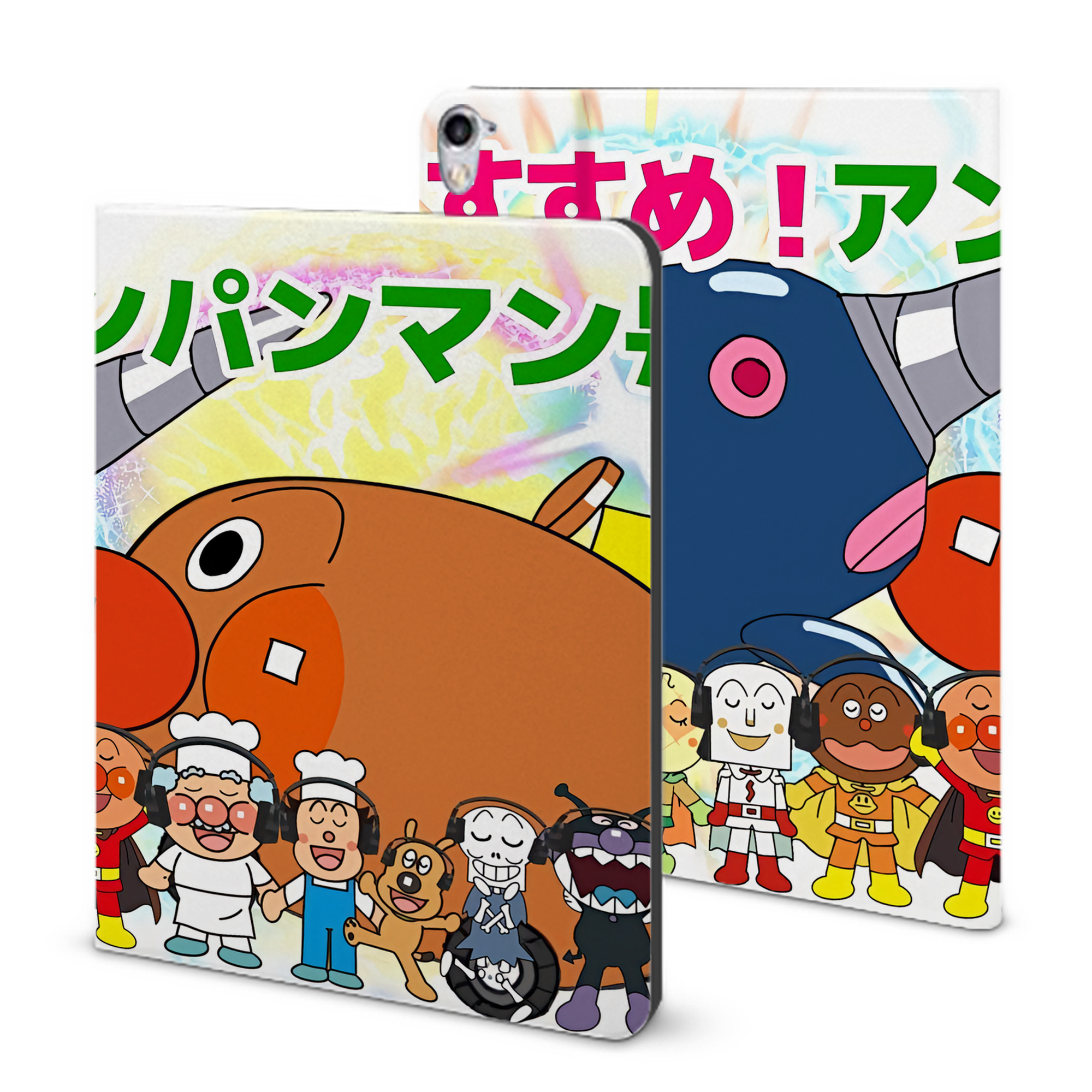 （画像用） アンパンマン Anpanman IPad ケース ブック型 PUレザー TPU 耐衝撃 軽量 薄型 ペン収納なし 全面保護 IPad 各モデル対応